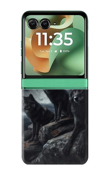 S3970 Black Wolf Full Moon Case For Motorola Razr 70+,60+, Razr+ (2026, 2025, 2024)