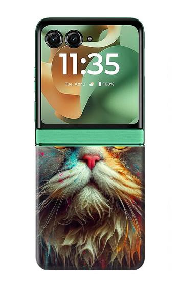 S3971 Cat Painted Color Case For Motorola Razr 70+,60+, Razr+ (2026, 2025, 2024)