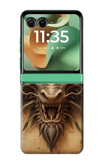 S3981 Dragon Head Old Map Case For Motorola Razr 70+,60+, Razr+ (2026, 2025, 2024)