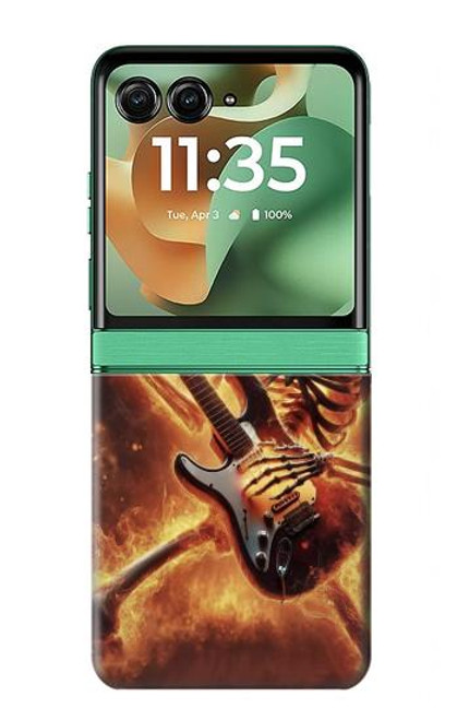 S3984 Fire Skeleton Playing Guitar Case For Motorola Razr 60, Razr 2025