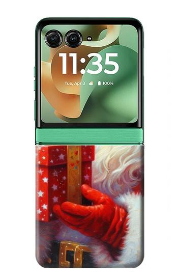 S4029 Xmas Smiling Santa Claus Gift Box Case For Motorola Razr 70+,60+, Razr+ (2026, 2025, 2024)