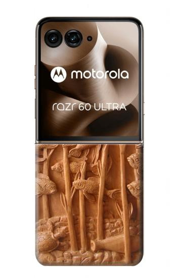 S1307 Fish Wood Carving Graphic Printed Case For Motorola Razr 70 Ultra, 60 Ultra, 50 Ultra, Ultra 2026, Ultra 2025