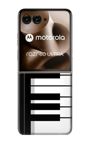 S3078 Black and White Piano Keyboard Case For Motorola Razr 70 Ultra, 60 Ultra, 50 Ultra, Ultra 2026, Ultra 2025
