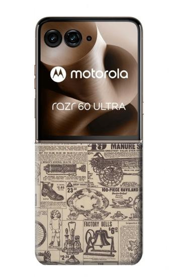 S3819 Retro Vintage Paper Case For Motorola Razr 70 Ultra, 60 Ultra, 50 Ultra, Ultra 2026, Ultra 2025