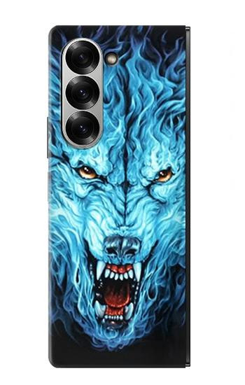 S0752 Blue Fire Grim Wolf Case For Samsung Galaxy Z Fold 7