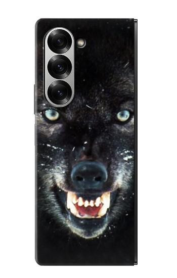 S2823 Black Wolf Blue Eyes Face Case For Samsung Galaxy Z Fold 7