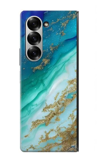 S3920 Abstract Ocean Blue Color Mixed Emerald Case For Samsung Galaxy Z Fold 7