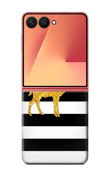 S2794 Black and White Striped Deer Gold Sparkles Case For Samsung Galaxy Z Flip 7