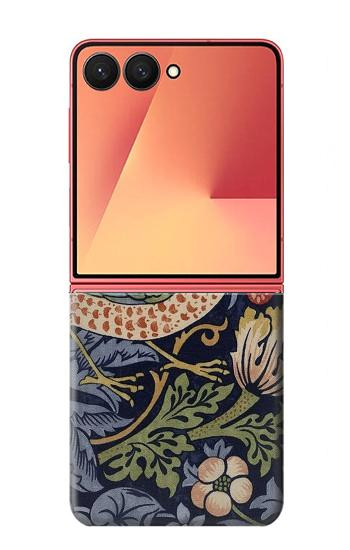 S3791 William Morris Strawberry Thief Fabric Case For Samsung Galaxy Z Flip 7