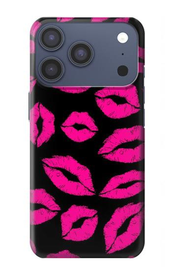 S2933 Pink Lips Kisses on Black Case For iPhone 17 Pro, 18 Pro