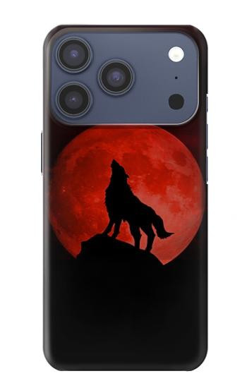 S2955 Wolf Howling Red Moon Case For iPhone 17 Pro, 18 Pro