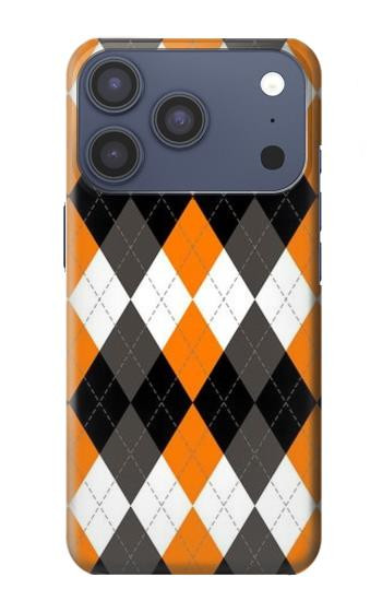 S3421 Black Orange White Argyle Plaid Case For iPhone 17 Pro, 18 Pro