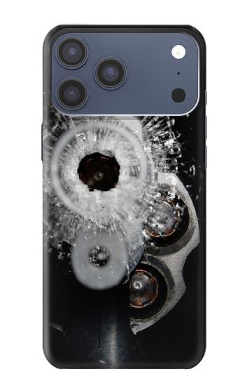 S2387 Gun Bullet Hole Glass Case For iPhone 17 Pro Max, 18 Pro Max