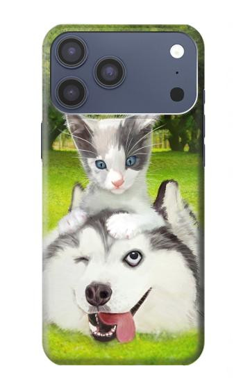 S3795 Kitten Cat Playful Siberian Husky Dog Paint Case For iPhone 17 Pro Max, 18 Pro Max