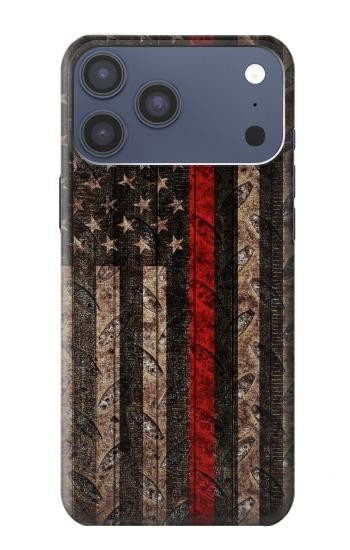 S3804 Fire Fighter Metal Red Line Flag Graphic Case For iPhone 17 Pro Max