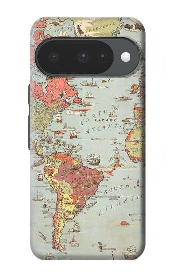 S3418 Vintage World Map Case For Google Pixel 10, 10 Pro
