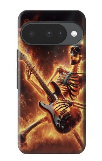 S3984 Fire Skeleton Playing Guitar Case For Google Pixel 10, 10 Pro