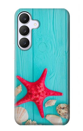 S3428 Aqua Wood Starfish Shell Case For Samsung Galaxy S25 FE