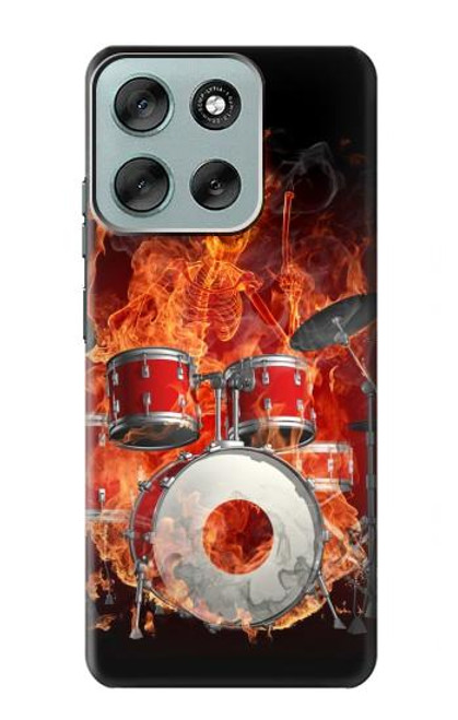 S1431 Skull Drum Fire Rock Case For Motorola Moto G56