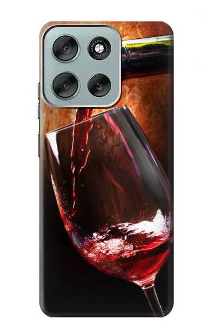 S2396 Red Wine Bottle And Glass Case For Motorola Moto G56