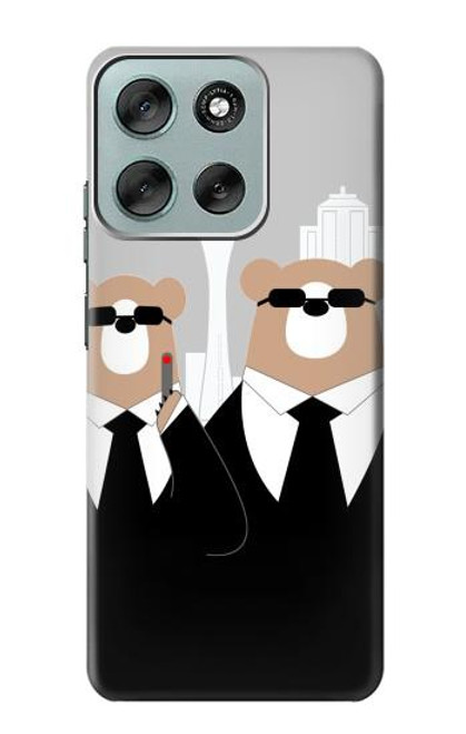 S3557 Bear in Black Suit Case For Motorola Moto G56