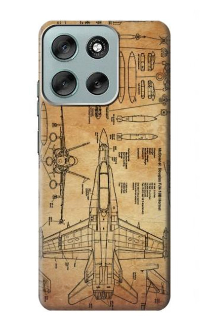 S3868 Aircraft Blueprint Old Paper Case For Motorola Moto G56