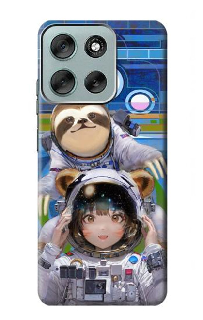 S3915 Raccoon Girl Baby Sloth Astronaut Suit Case For Motorola Moto G56