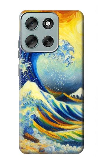 S4005 Oil Color Painting Great Waves Case For Motorola Moto G56