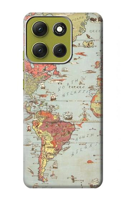 S3418 Vintage World Map Case For Motorola Moto G86