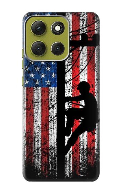 S3803 Electrician Lineman American Flag Case For Motorola Moto G86