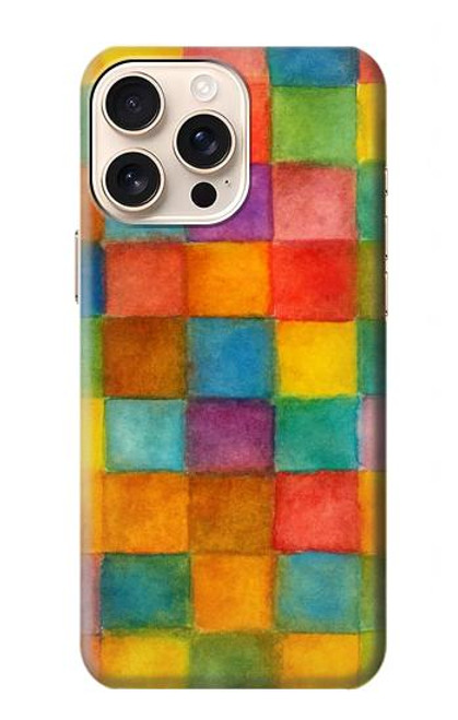 S4077 Water Color Painting Colorful Check Pattern Case For iPhone 16 pro