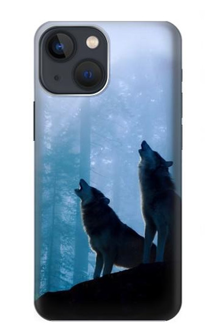 S4053 Two Wolves Couple Howling Forest Case For iPhone 14