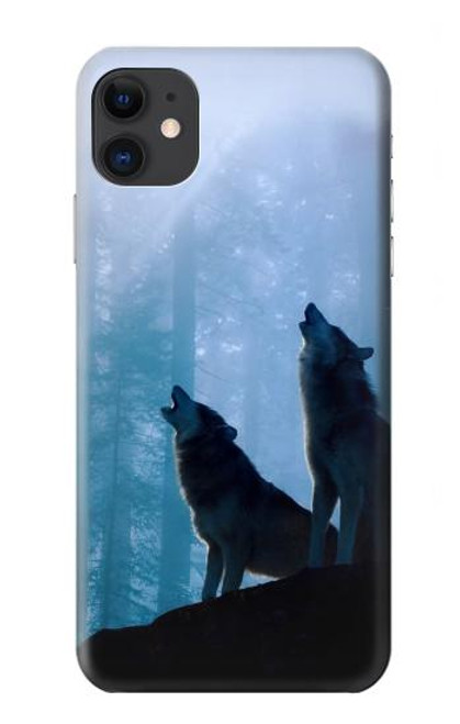S4053 Two Wolves Couple Howling Forest Case For iPhone 11