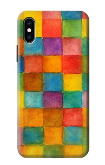 S4077 Water Color Painting Colorful Check Pattern Case For iPhone X, iPhone XS