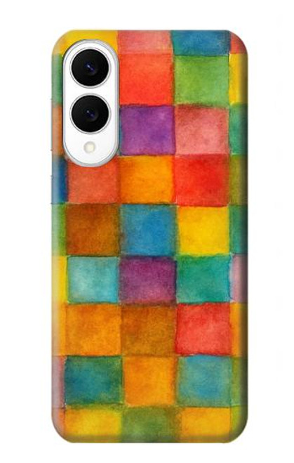 S4077 Water Color Painting Colorful Check Pattern Case For Samsung Galaxy S25 Edge