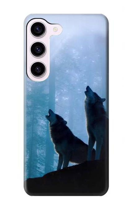S4053 Two Wolves Couple Howling Forest Case For Samsung Galaxy S23
