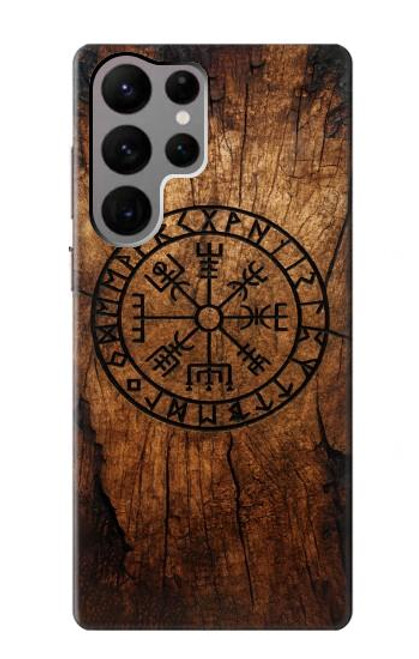 S4036 Viking Vegvisir Compass Wood Case For Samsung Galaxy S23 Ultra
