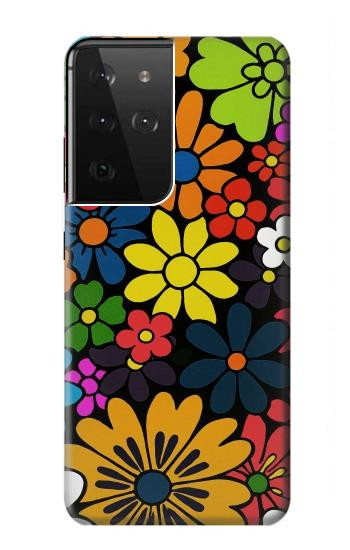 S4043 Colorful Flowers Cartoon Case For Samsung Galaxy S21 Ultra 5G
