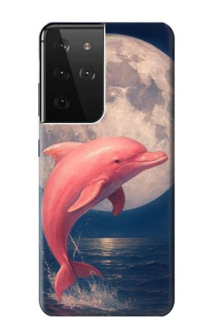 S4045 Dolphin Moon Night Case For Samsung Galaxy S21 Ultra 5G