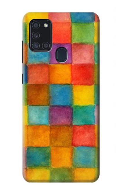 S4077 Water Color Painting Colorful Check Pattern Case For Samsung Galaxy A21s