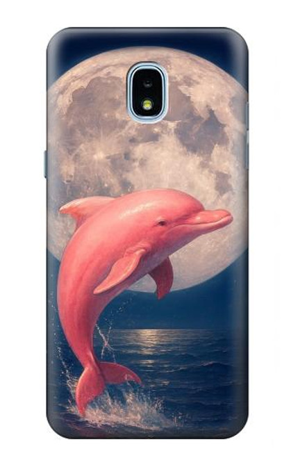 S4045 Dolphin Moon Night Case For Samsung Galaxy J3 (2018), J3 Star, J3 V 3rd Gen, J3 Orbit, J3 Achieve, Express Prime 3, Amp Prime 3