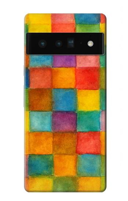S4077 Water Color Painting Colorful Check Pattern Case For Google Pixel 6 Pro