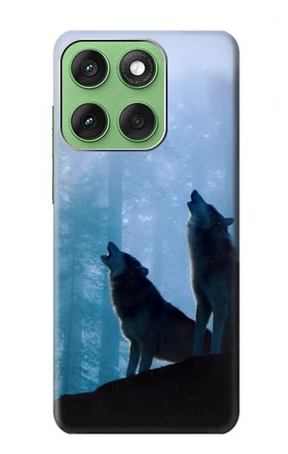 S4053 Two Wolves Couple Howling Forest Case For Motorola Edge 60