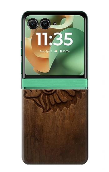 S4035 Native American Wood Carving Case For Motorola Razr 70+,60+, Razr+ (2026, 2025, 2024)