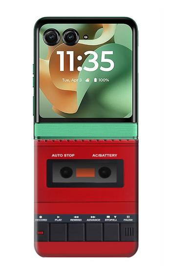 S4073 Vintage Red Cassette Player Graphic Case For Motorola Razr 70+,60+, Razr+ (2026, 2025, 2024)