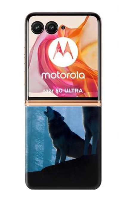 S4053 Two Wolves Couple Howling Forest Case For Motorola razr+ 2024, Motorola Razr 50 Ultra