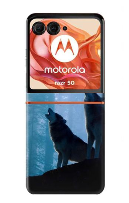 S4053 Two Wolves Couple Howling Forest Case For Motorola razr 2024, Motorola Razr 50