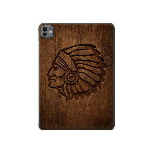 S4035 Native American Wood Carving Hard Case For iPad Air (2020, 2022), Air 11 (2024,2025,2026), Pro 11 (2022)