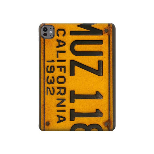 S4060 Vintage California Car License Plate Hard Case For iPad Air (2022, 2020), Air 11 (2024,2025), Pro 11 (2022)