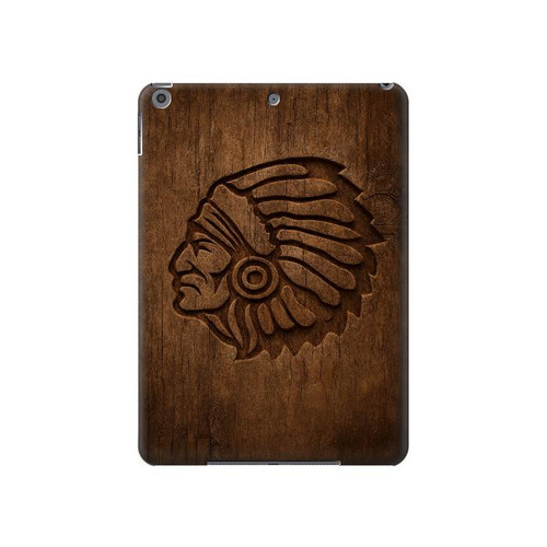 S4035 Native American Wood Carving Hard Case For iPad 10.2 (2021,2020,2019), iPad 9 8 7